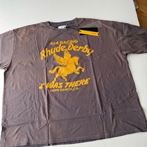 Rhude Charcoal Tee with Yellow Graphic